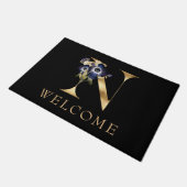 WELCOME Black and Gold Herfst Monogram N Doormat Deurmat (Schuin)