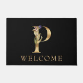 WELCOME Black and Gold Herfst Monogram P Doormat Deurmat (Voorkant)