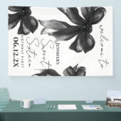 Welcome Black Bow Coquette Script Sweet 16 Party Spandoek (Beurs)
