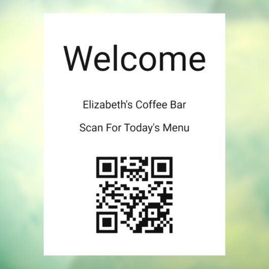Welcome Black White Scan QR Code for Menu Template Raamsticker (Vel 3)