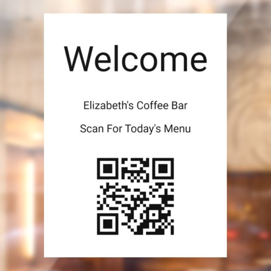 Welcome Black White Scan QR Code for Menu Template Raamsticker (Vel 2)