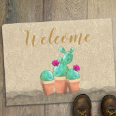 WELCOME Casita Waterverf - zuidwestbloem - Cactus Deurmat