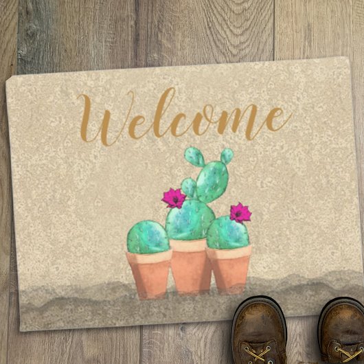WELCOME Casita Waterverf - zuidwestbloem - Cactus Deurmat
