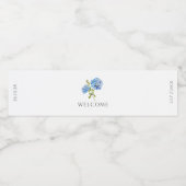 Welcome | Chic Blue Hydrangea Wedding Waterfles Etiket (Enkel label)
