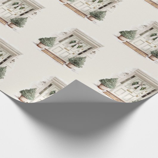 Welcome Christmas Door Greenery Wrapping Paper Cadeaupapier (Hoek)