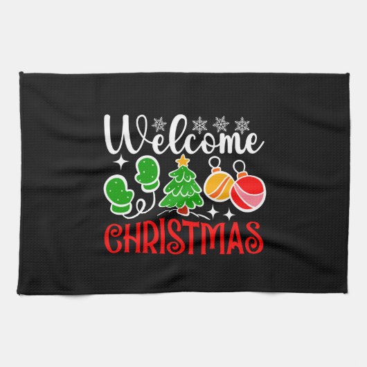 Welcome Christmas Tree And Ornaments-23758 Theedoek (Horizontaal)