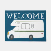 WELCOME Cute Camper  Motorhome Art over blauw Deurmat (Voorkant)