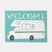 WELCOME Cute Camper  Motorhome Art over blauw Deurmat (Voorkant)