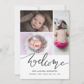 Welcome Cute Casual Script Birth Announcement Aankondiging (Voorkant)