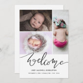 Welcome Cute Casual Script Birth Announcement Aankondiging (Voorkant / Achterkant)