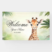 Welcome Cute Giraffe Jungle Baby Shower Party Spandoek (Horizontaal)