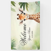 Welcome Cute Giraffe Jungle Baby Shower Party Spandoek (Verticaal)