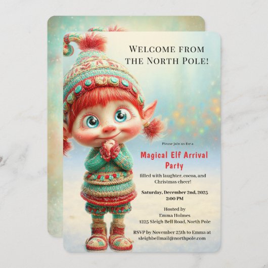 Welcome Elf Party | North Pole Arrival Celebration Kaart (Voorkant / Achterkant)