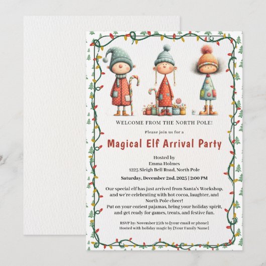 Welcome Elf Party | North Pole Arrival Celebration Kaart (Voorkant / Achterkant)
