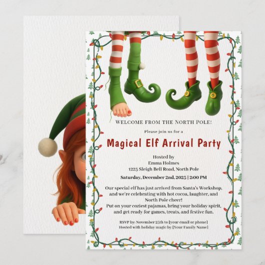 Welcome Elf Party | North Pole Arrival Celebration Kaart (Voorkant / Achterkant)