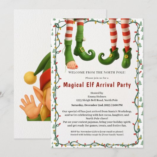 Welcome Elf Party | North Pole Arrival Celebration Kaart (Voorkant / Achterkant)