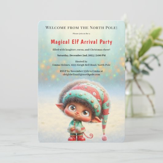 Welcome Elf Party | North Pole Arrival Celebration Kaart (Staand voorkant)