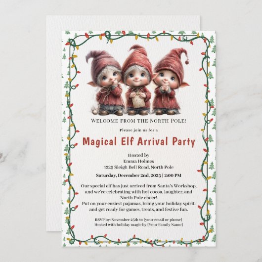 Welcome Elf Party | North Pole Arrival Celebration Kaart (Voorkant / Achterkant)