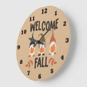 Welcome Fall Gnome Clock Grote Klok (Hoek)