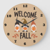 Welcome Fall Gnome Clock Grote Klok (Voorkant)
