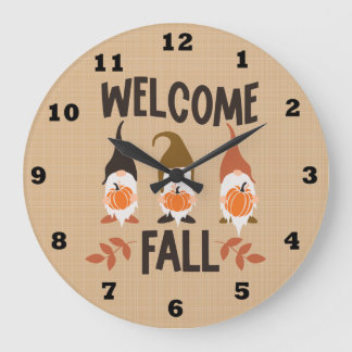 Welcome Fall Gnome Clock Grote Klok