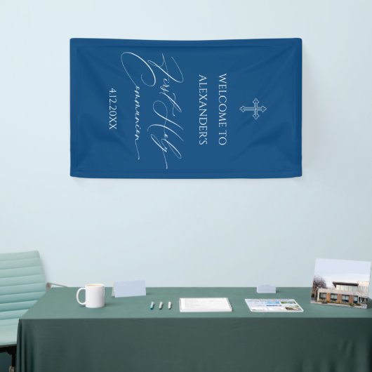 WELCOME FIRST COMMUNION banner custom BLUE (Beurs)