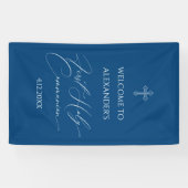 WELCOME FIRST COMMUNION banner custom BLUE (Horizontaal)