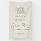 WELCOME FIRST COMMUNION banner custom marfil (Verticaal)