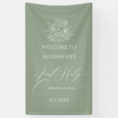 WELCOME FIRST COMMUNION banner custom Sage (Verticaal)