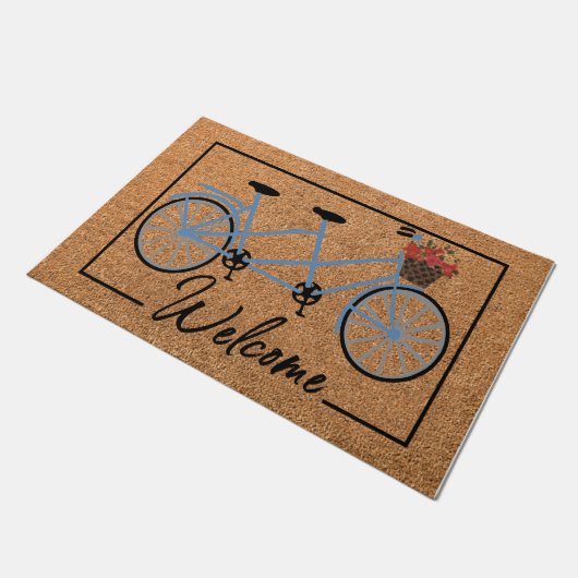  Welcome Floral Bicycle Doormat, Best Bike Lovers Deurmat (Schuin)