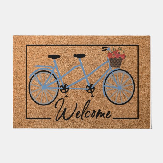  Welcome Floral Bicycle Doormat, Best Bike Lovers Deurmat (Voorkant)