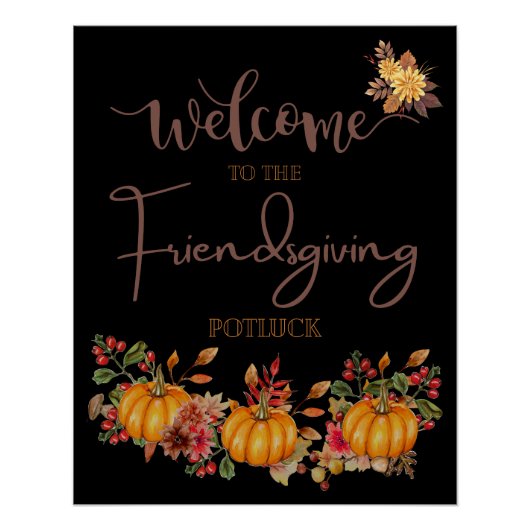 Welcome Friendsgiving Potluck Autumn Celebration Perfect Poster (Voorkant)
