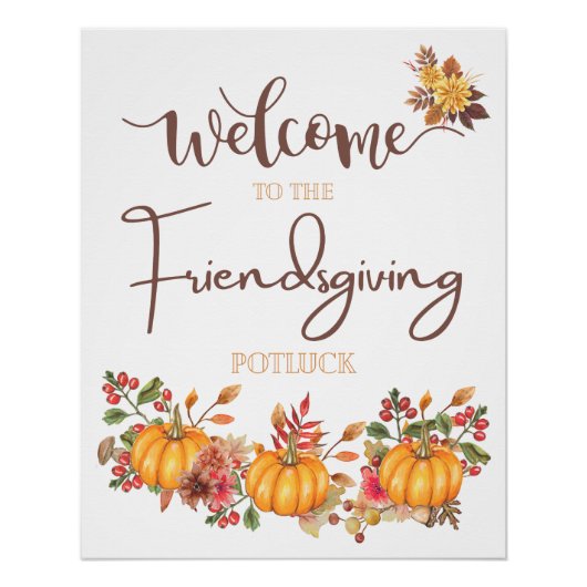 Welcome Friendsgiving Potluck Autumn Celebration Perfect Poster (Voorkant)