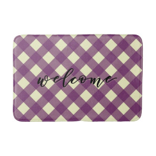 WELCOME GINGHAM BADMAT