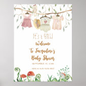 WELCOME Girl Baby Clothes Clothesline Shower Poster (Voorkant)