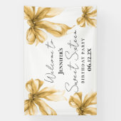 Welcome Gold Bow Coquette Script Sweet 16  Spandoek (Verticaal)