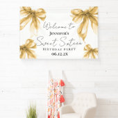 Welcome Gold Bow Coquette Script Sweet 16  Spandoek (Insitu)