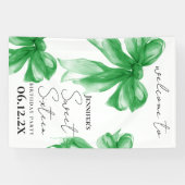 Welcome Green Bow Coquette Script Sweet 16  Spandoek (Horizontaal)