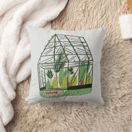 Welcome Green House Botanical Cactus Plants Art Kussen