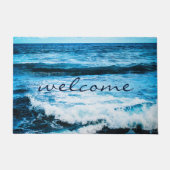 "Welcome" Hawaii Turquoise Blue Ocean Waves Photo Deurmat (Voorkant)