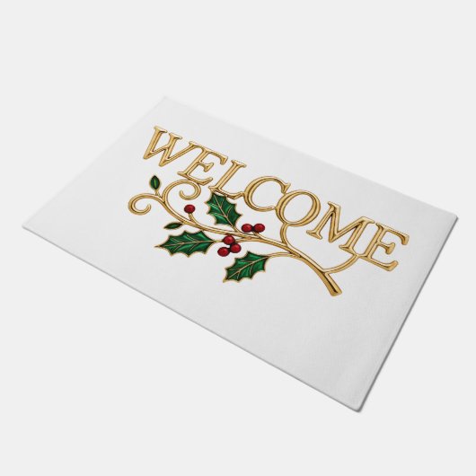 Welcome holly christmas guest  deurmat (Schuin)