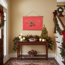Welcome holly christmas guest  hangend wandkleed