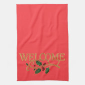 Welcome holly christmas guest  theedoek (Verticaal)