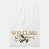 Welcome holly christmas guest  theedoek (Verticaal)