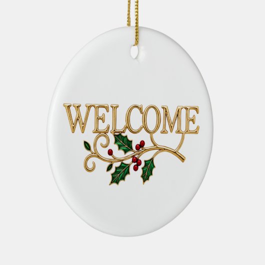 Welcome holly christmas  keramisch ornament (Rechts)