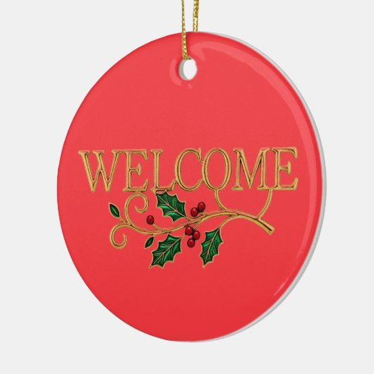 Welcome holly christmas keramisch ornament (Links)