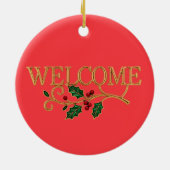 Welcome holly christmas  keramisch ornament (Achterkant)