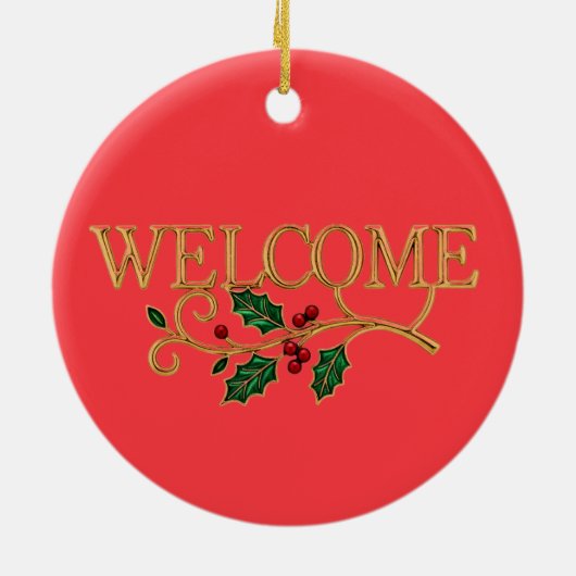 Welcome holly christmas  keramisch ornament (Achterkant)