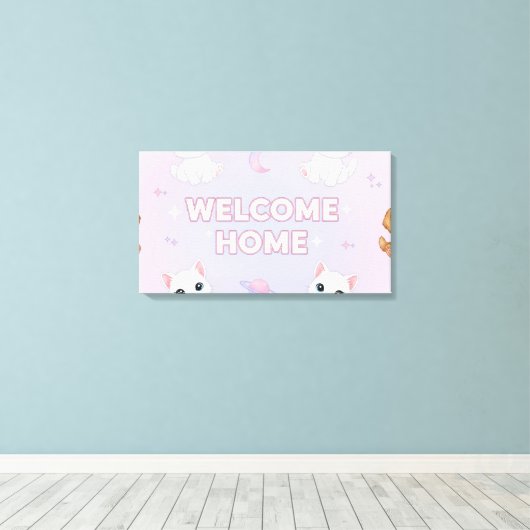 Welcome home canvas afdruk (Insitu (Houten vloer))