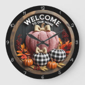 Welcome Home Cozy Autumn Pumpkins Grote Klok (Voorkant)